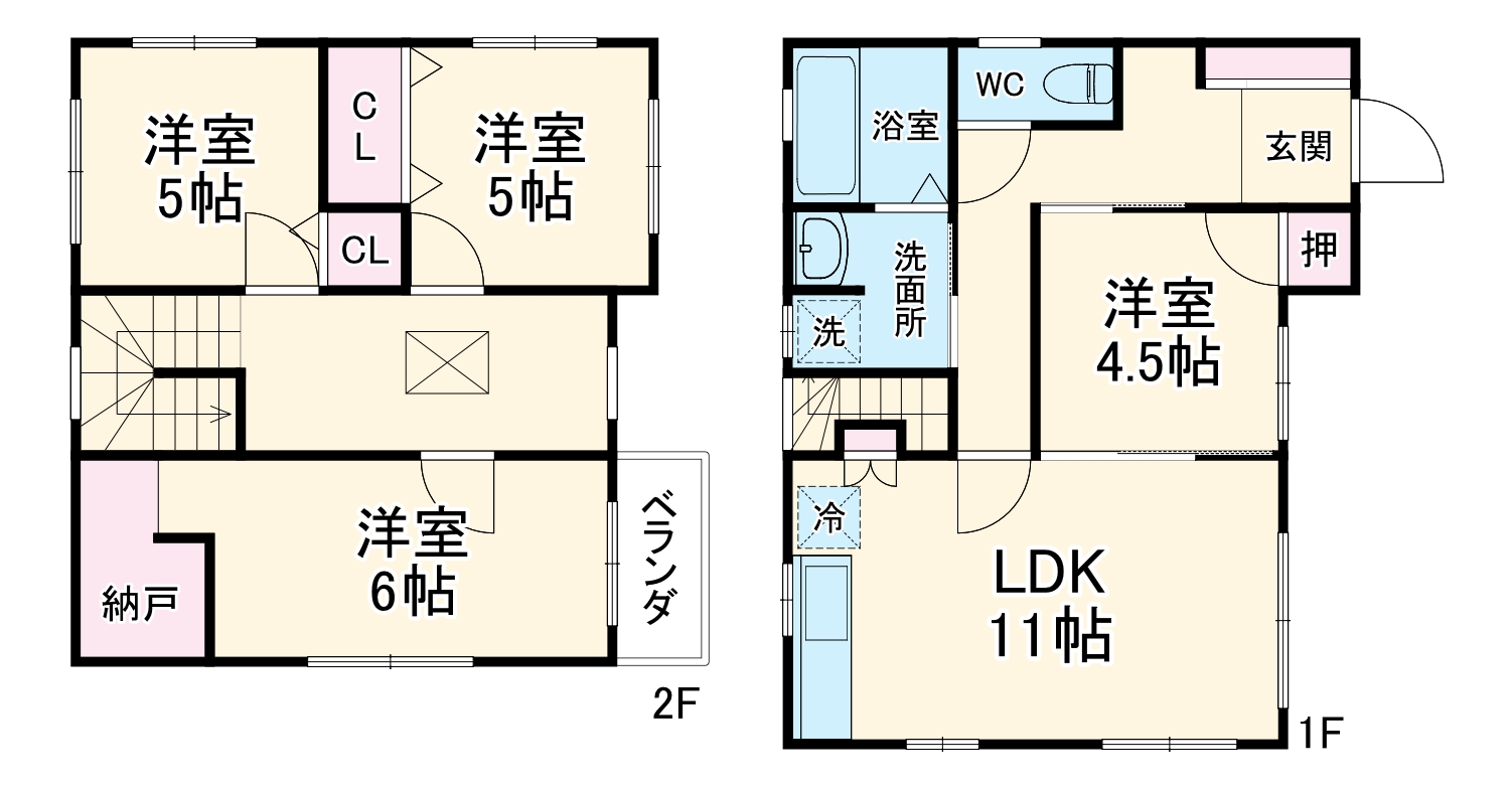 弥生町戸建ての間取り