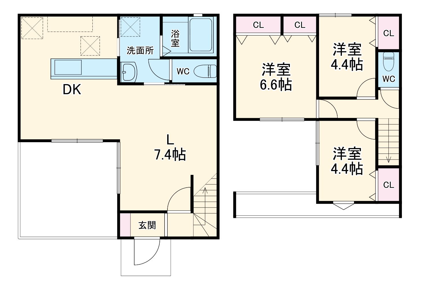 フルール・ルージュ(テラスハウス)の間取り