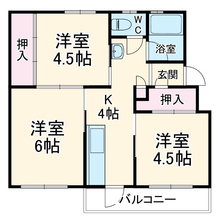 東芝杉田コーポ4号棟の間取り