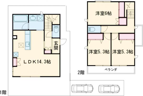 フリージア一色(貸家)B棟の間取り