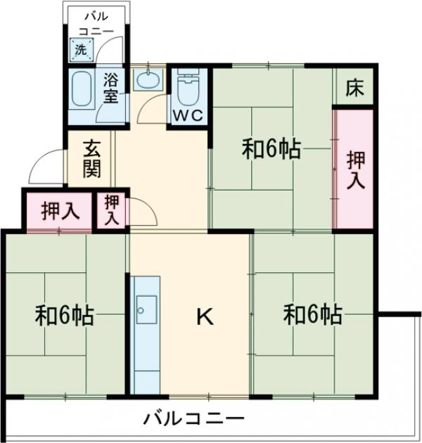 円明寺が丘団地Y棟の間取り