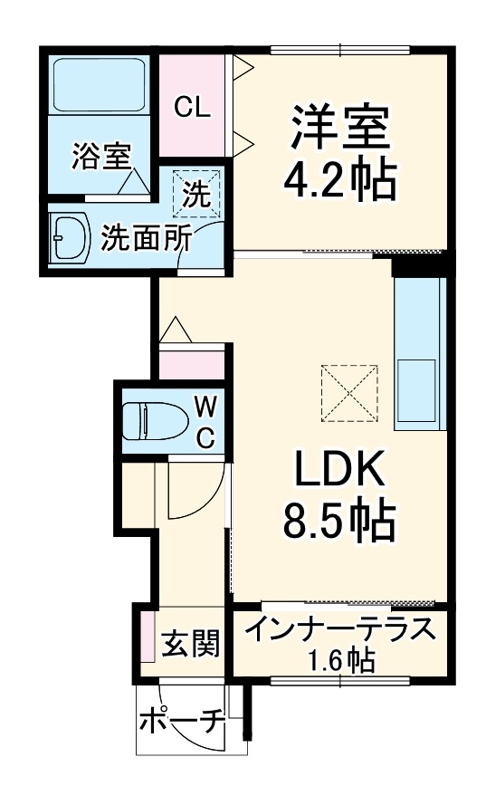 ローズ・コート・102号室の間取り