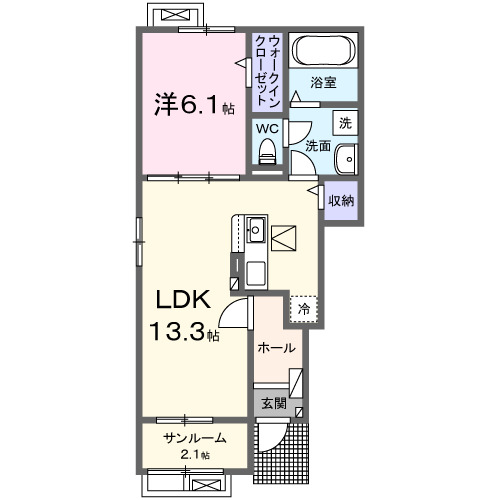 モンテリザイア藤岡　Ⅰ・01010号室の間取り
