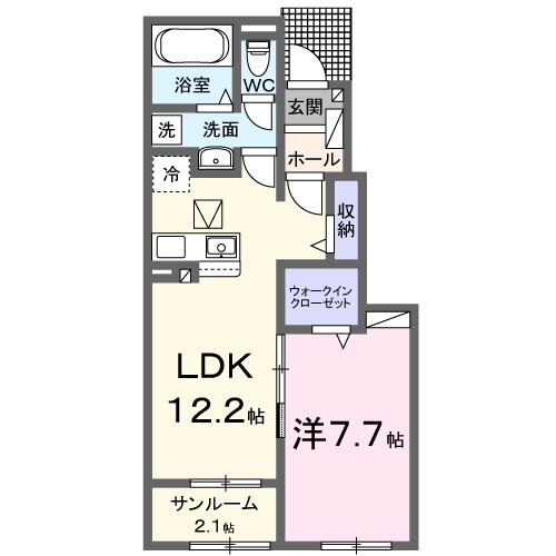 モンテリザイア藤岡　Ⅱ・01030号室の間取り