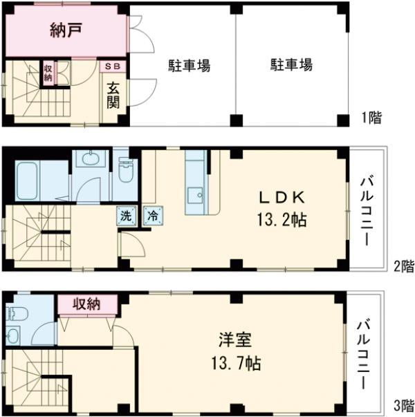 石原の完工年月(1998年3月)築の賃貸マンションの間取り