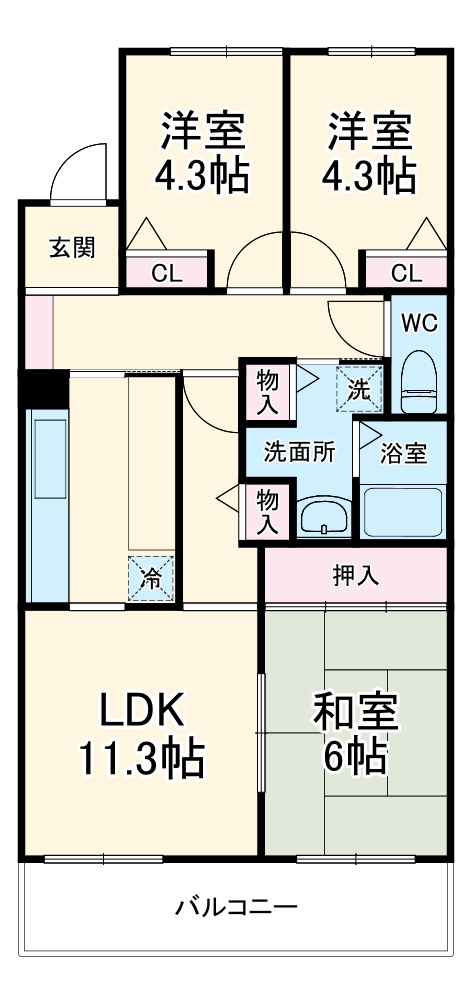 コーポレート東浦和2号棟の間取り