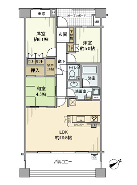 プラウド調布柴崎・507号室の間取り