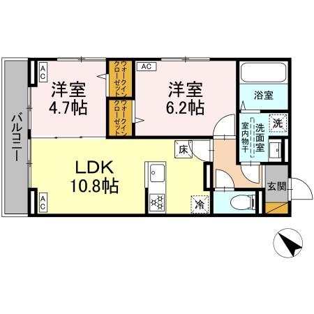 Ｄ－ＲＯＯＭ　登戸Ⅴ・105号室の間取り