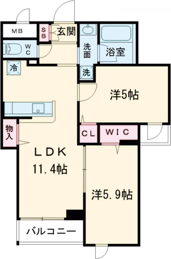 ＤＯＬＣＥ（ドルチェ）・306号室の間取り