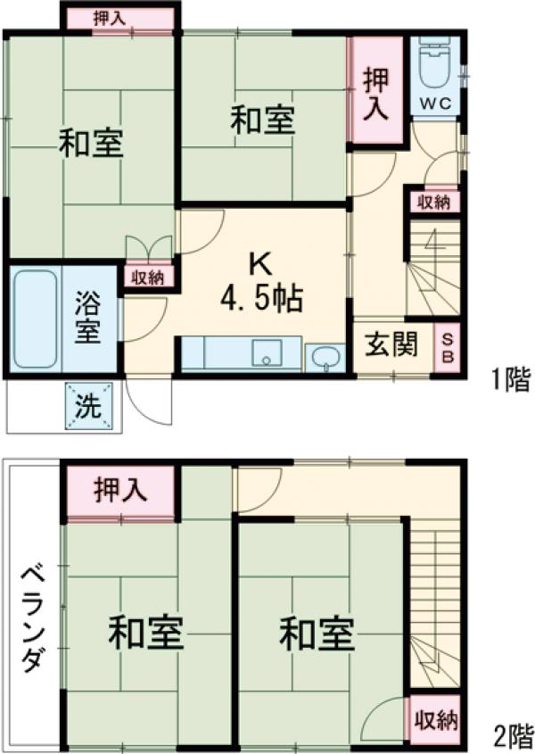 中央本町4丁目貸家・1号室の間取り