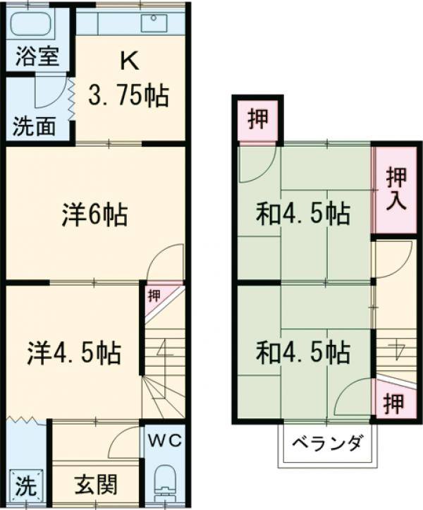 嵯峨野秋街道町貸家・1号室の間取り