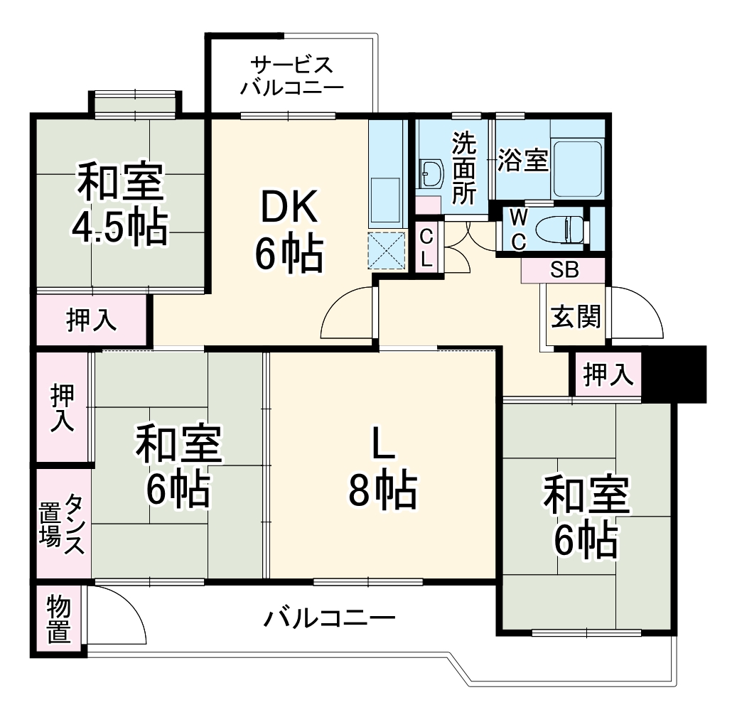 宮前平グリーンハイツ45号棟の間取り