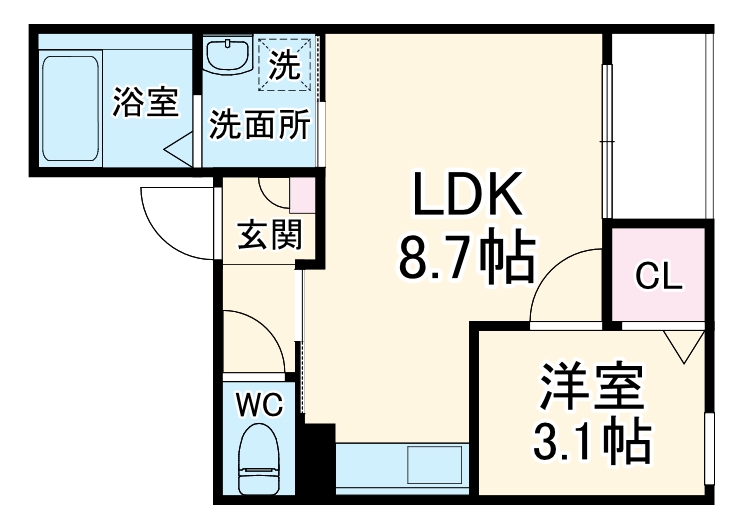 Calm栄生・203号室の間取り