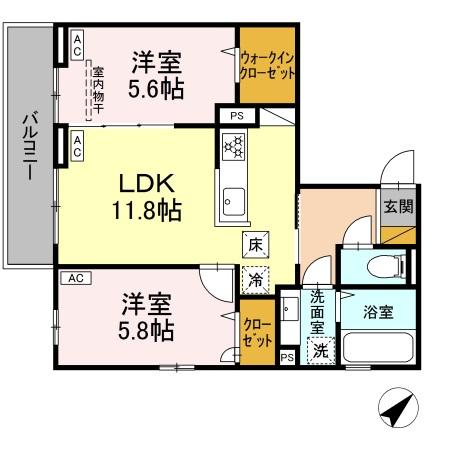 プラージュ津田沼・102号室の間取り