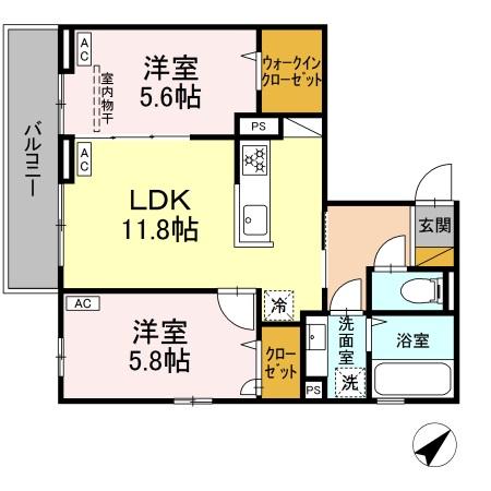 プラージュ津田沼・302号室の間取り