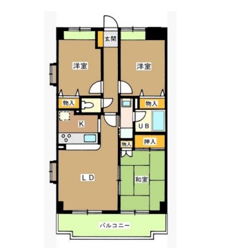 高松の完工年月(1997年3月)築の賃貸マンションの間取り