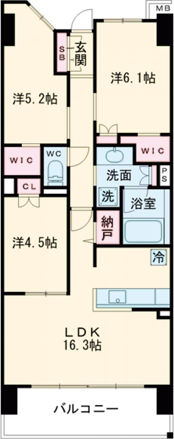 レーベン水戸ONE STATE TOWERの間取り