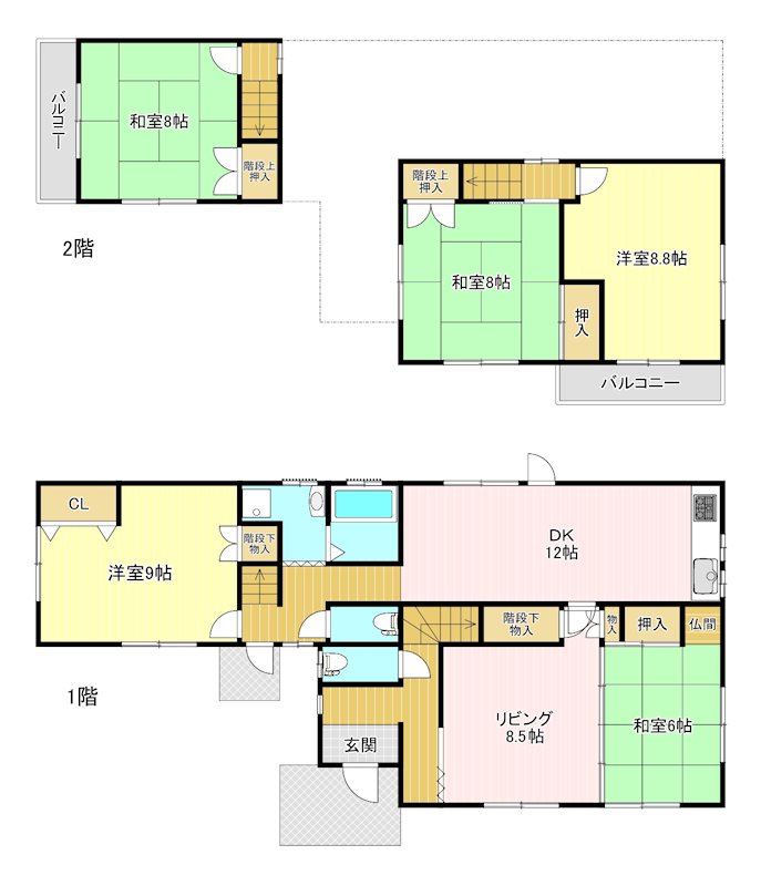 高丘北1丁目清水様貸家の間取り