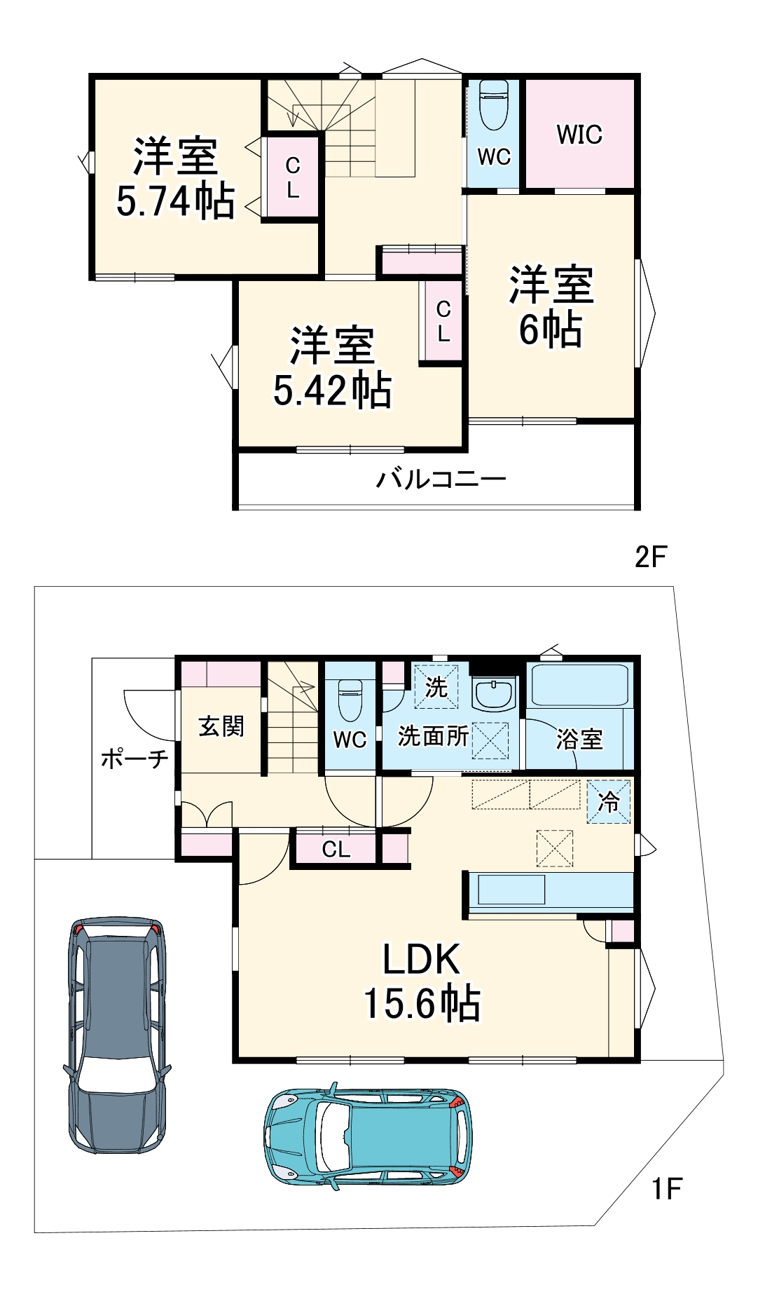 東浦和21ーB号棟貸家の間取り