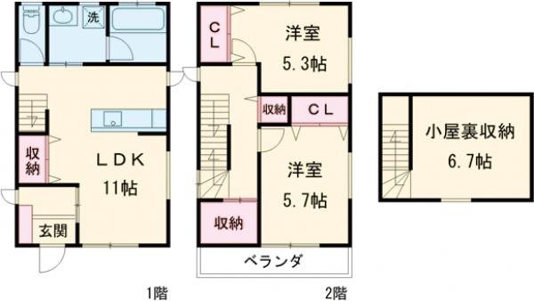 国立市中1丁目戸建の間取り