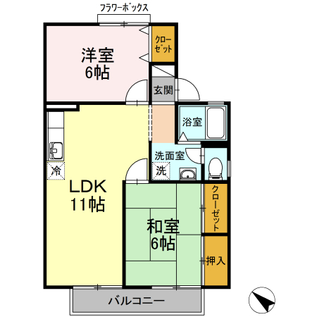 セジュール芝 B棟の間取り