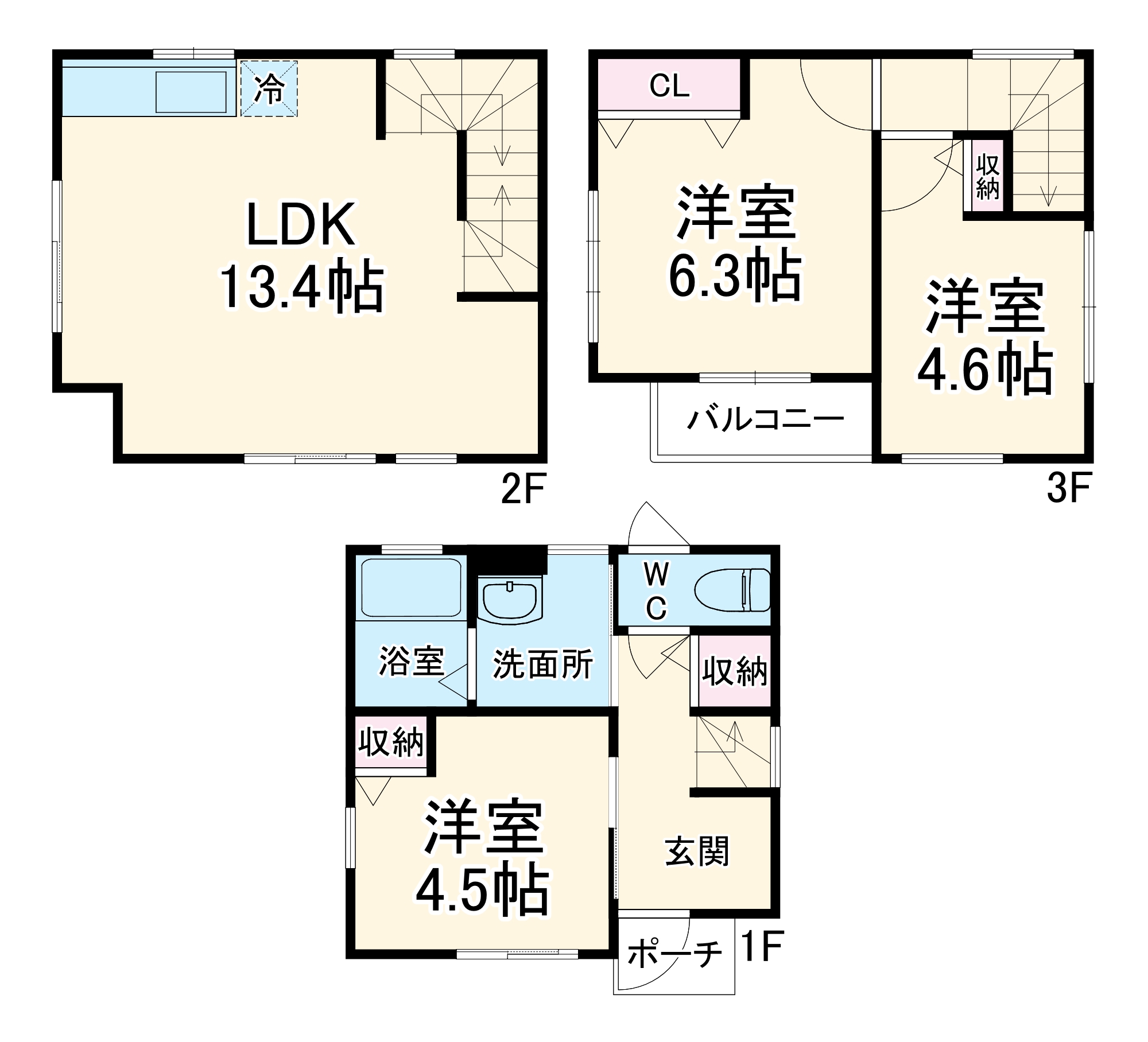 谷中町貸家１号棟・1号室の間取り