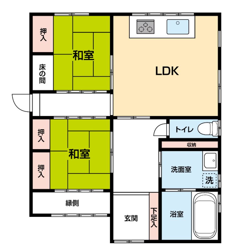 石巻町北屋敷 倉庫付貸家の間取り
