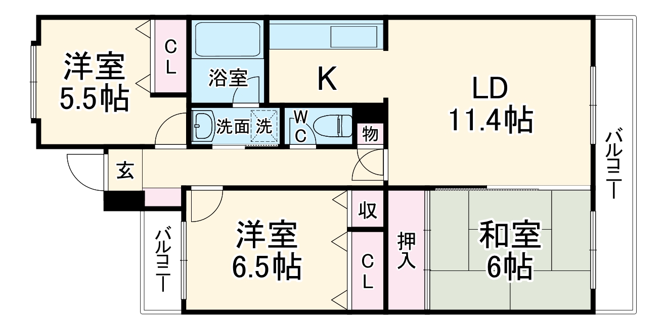 ベルヴィ能見台A棟の間取り