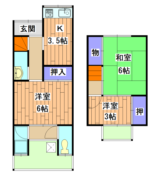 山ノ内池尻町貸家の間取り