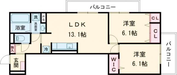 GRAMM奥海印寺EASTの間取り