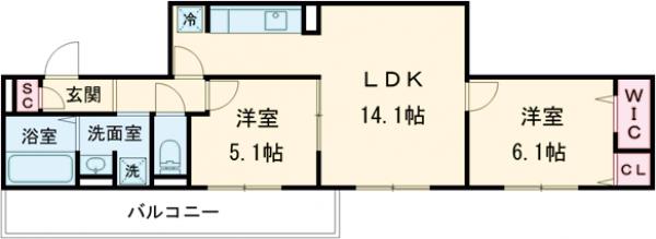 GRAMM奥海印寺EASTの間取り