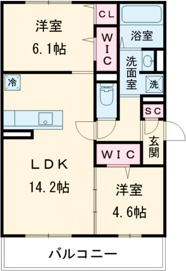 GRAMM奥海印寺EASTの間取り