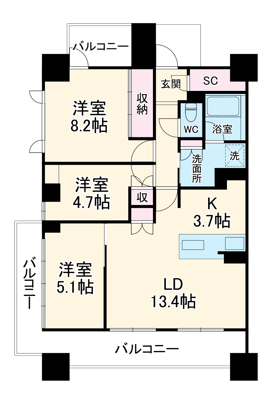 ル・シェモア浜松中央の間取り