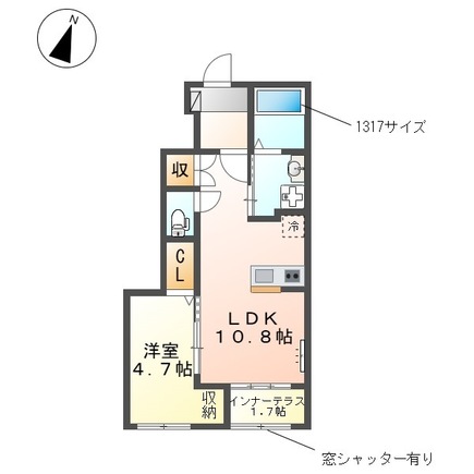 コーポ椛（モミジ）・103号室の間取り