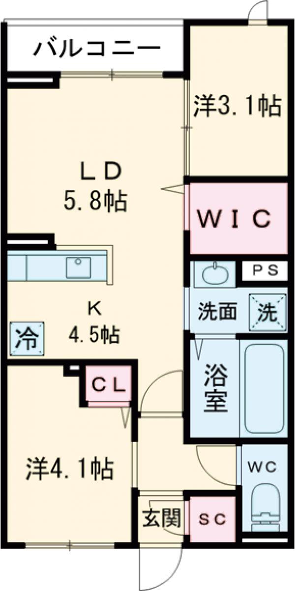 (仮)D-ROOM白鳥4丁目・206号室の間取り