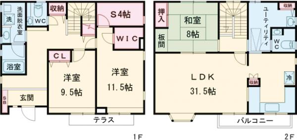 世田谷区尾山台3丁目戸建の間取り