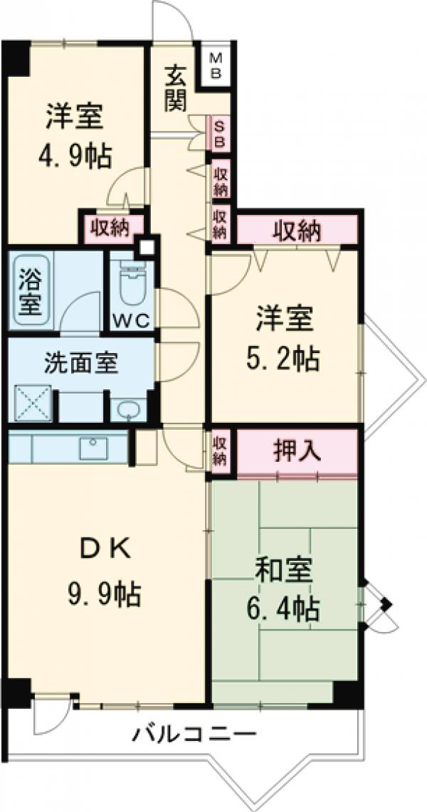 ライオンズヒルズ和光・508号室の間取り
