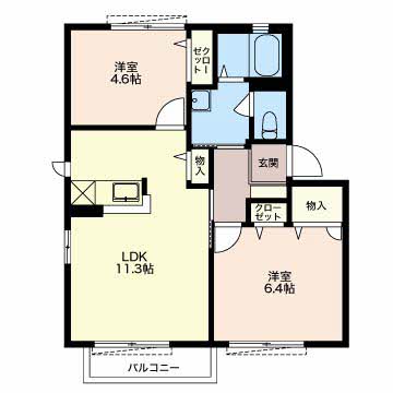 カーサ21 Bの間取り