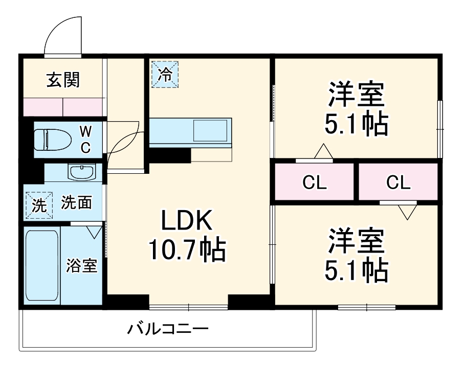 ピンウィール南台・201号室の間取り