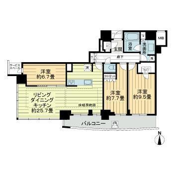 大阪ひびきの街 ザ・サンクタスタワーの間取り