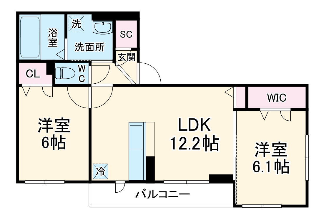 Ｂｌａｎｃ　Ｃｕｂｅ・201号室の間取り