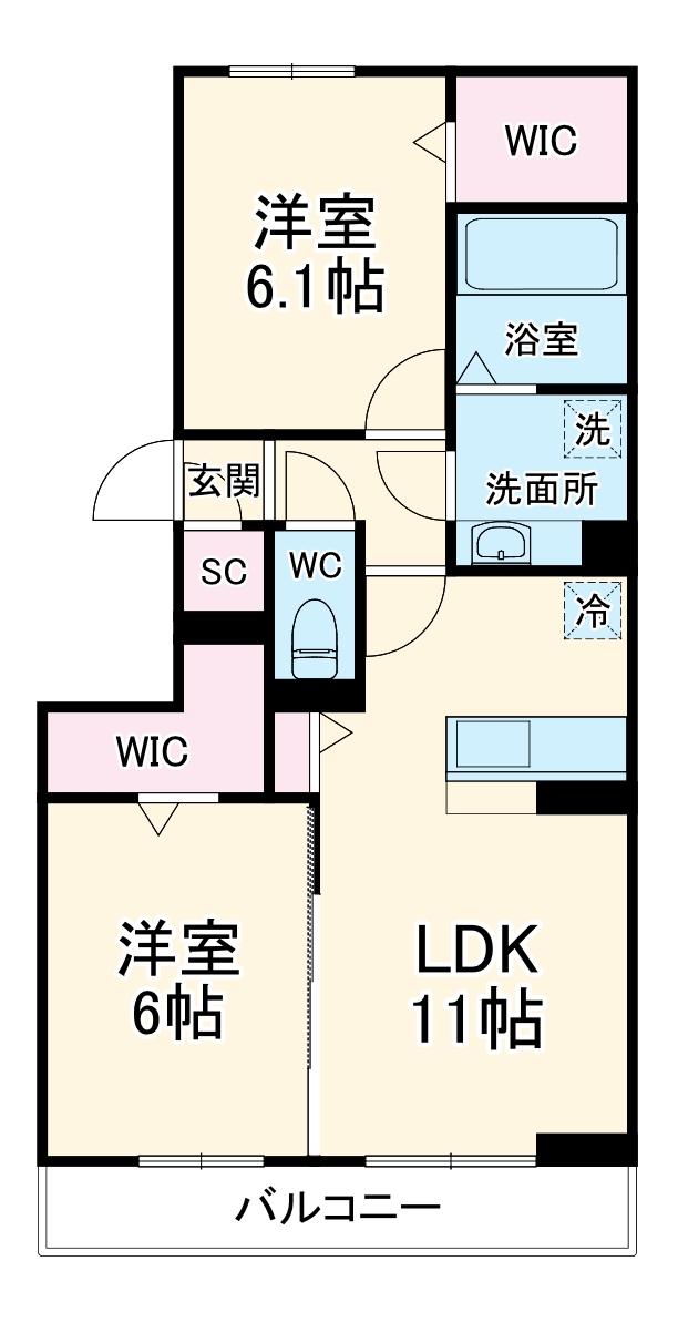 Ｂｌａｎｃ　Ｃｕｂｅ・206号室の間取り