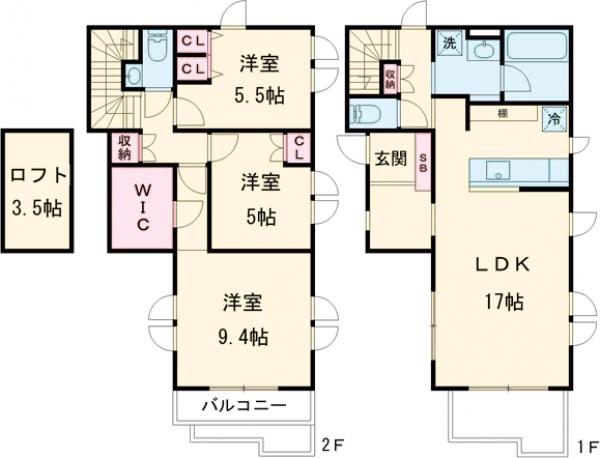 奥沢戸建・1号室の間取り