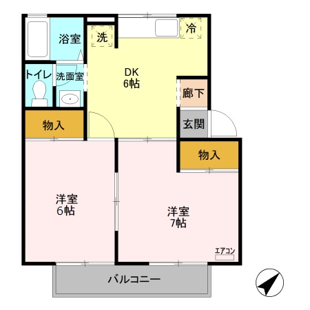 コーポ七曲り Dの間取り