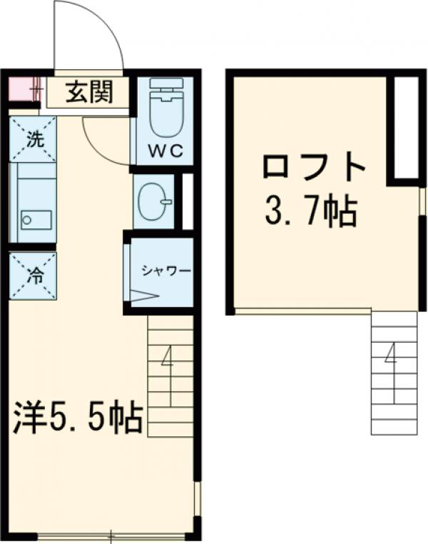 ハーモニーテラス中台・201号室の間取り