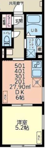 ＲＣレジ錦糸・401号室の間取り