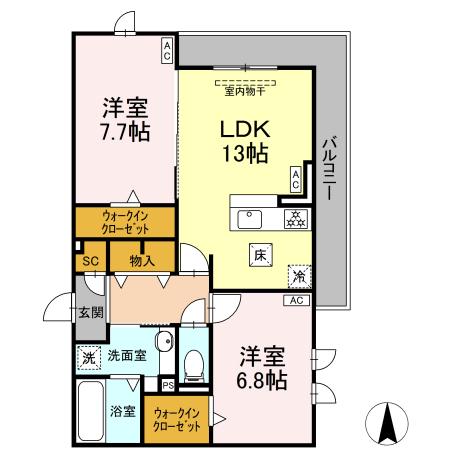 セレスティア又穂・101号室の間取り