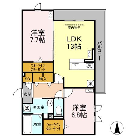 セレスティア又穂・301号室の間取り
