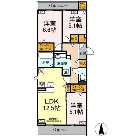 セレスティア又穂・303号室の間取り
