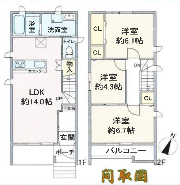 ヴィラ藤塚・C号室の間取り
